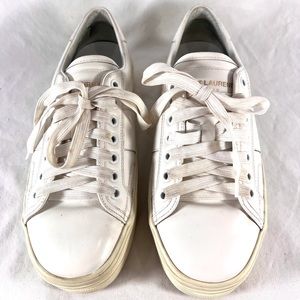SAINT LAURENT LK427793 Classic Off White Leather Sneakers Made in Spain 37 7US